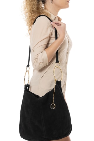Borsa a mano in pelle scamosciata Tarabella - Nero
