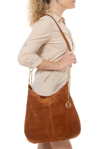 Borsa a mano in pelle scamosciata Tarabella - Marrone