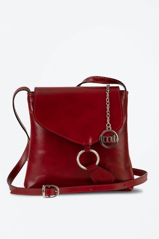Borsa a tracolla in pelle Ortica - Rosso e argentato