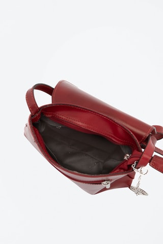 Borsa a tracolla in pelle Ortica - Rosso e argentato