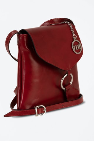 Borsa a tracolla in pelle Ortica - Rosso e argentato