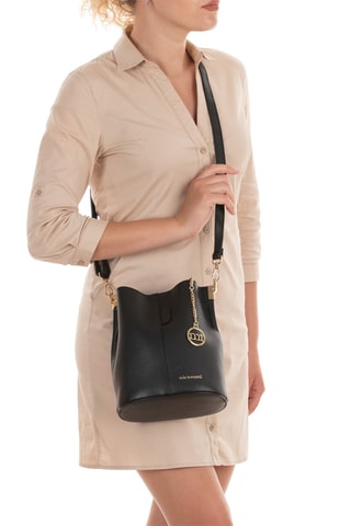 Borsa a secchiello in pelle - Nero