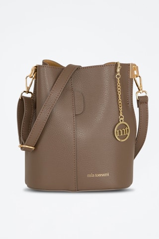Borsa a secchiello in pelle - Grigio