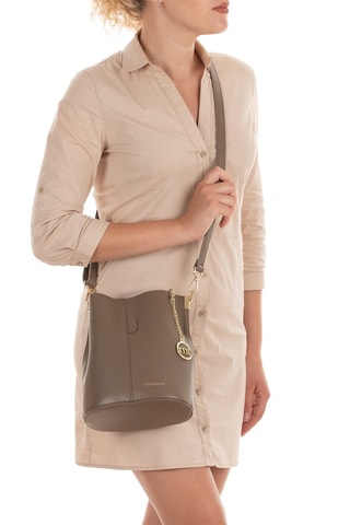 Borsa a secchiello in pelle - Grigio