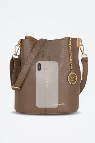 Borsa a secchiello in pelle - Grigio