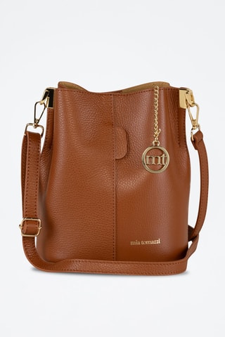 Borsa a secchiello in pelle - Marrone
