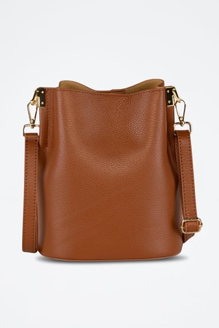 Borsa a secchiello in pelle - Marrone