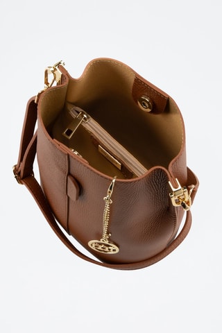 Borsa a secchiello in pelle - Marrone