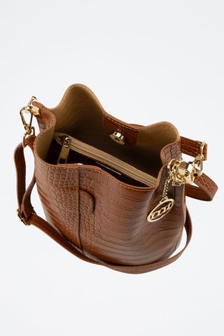 Borsa a secchiello in pelle Mottarone - Marrone