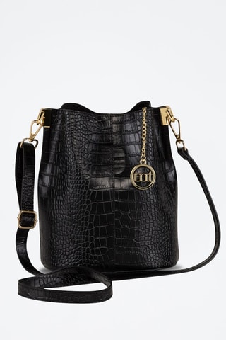 Borsa a secchiello in pelle Mottarone - Nero