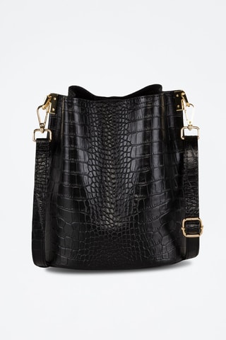 Borsa a secchiello in pelle Mottarone - Nero