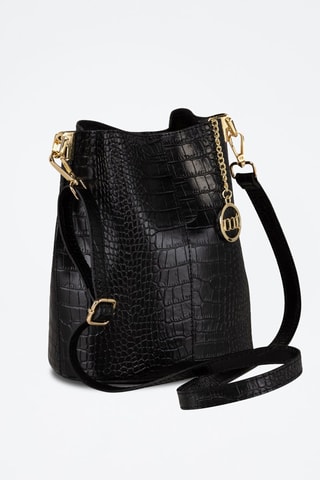Borsa a secchiello in pelle Mottarone - Nero