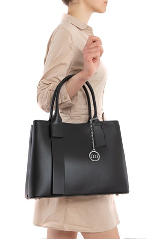 Borsa a mano in pelle Argonne - Nero e argentato