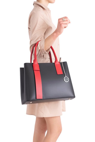 Borsa a mano in pelle Argonne - Nero e rosso