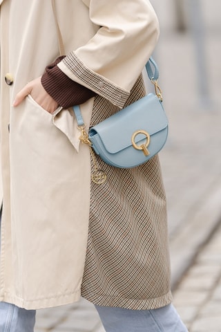 Borsa a tracolla in pelle Azario - Blu