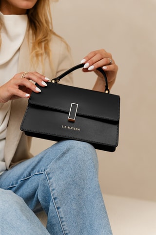 Borsa a mano in pelle  - Nero