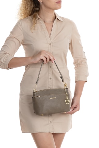 Borsa a tracolla in pelle Bardolino - Taupe