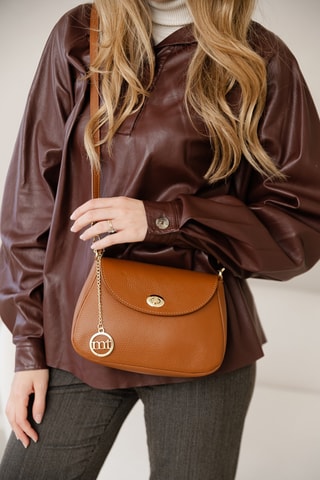 Borsa a tracolla in pelle Evaristo - Marrone