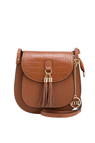 Borsa a tracolla in pelle Abbadesse - Marrone