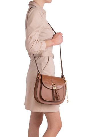 Borsa a tracolla in pelle Abbadesse - Marrone