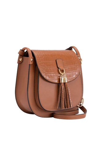 Borsa a tracolla in pelle Abbadesse - Marrone