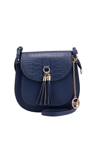 Borsa a tracolla in pelle Abbadesse - Blu