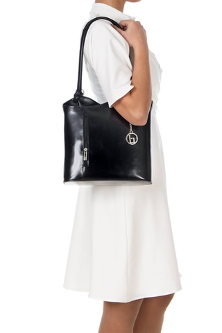 Shopping bag in pelle Lamone - Argentato e nero