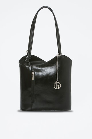 Shopping bag in pelle Lamone - Argentato e nero