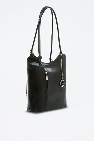 Shopping bag in pelle Lamone - Argentato e nero