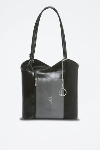 Shopping bag in pelle Lamone - Argentato e nero