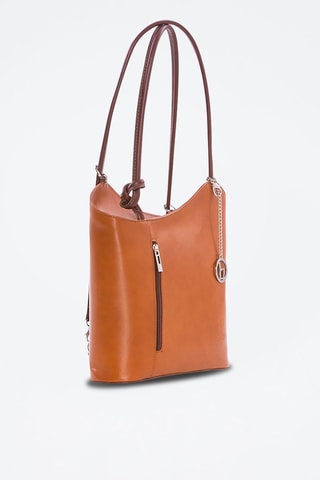 Shopping bag in pelle Lamone - Argentato e marrone