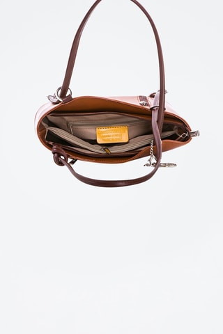 Shopping bag in pelle Lamone - Argentato e marrone