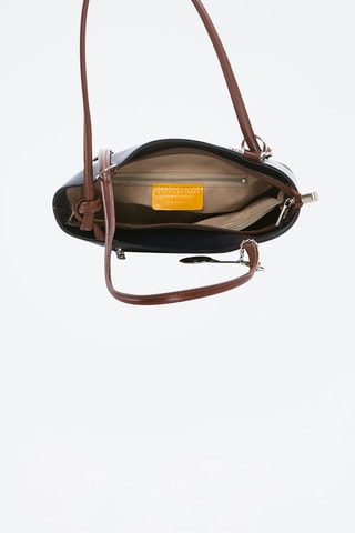 Shopping bag in pelle Lamone - Argentato, blu e marrone