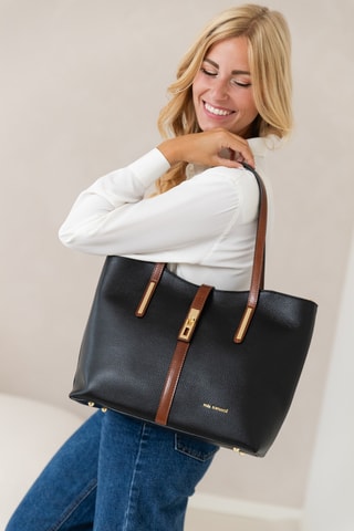 Shopping bag in pelle Gaffurio - Nero