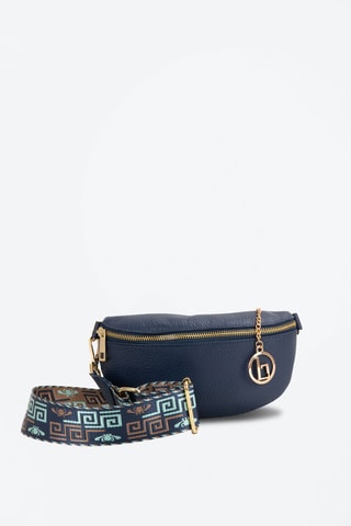 Sac bandoulière en cuir Irpino  - Bleu et marron