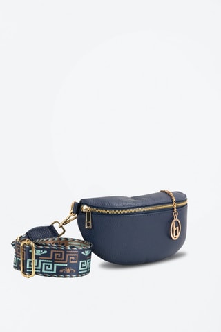 Sac bandoulière en cuir Irpino  - Bleu et marron