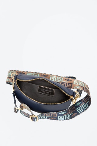 Sac bandoulière en cuir Irpino  - Bleu et marron