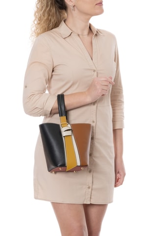 Borsa a secchiello e pochette in pelle Inama - Nero