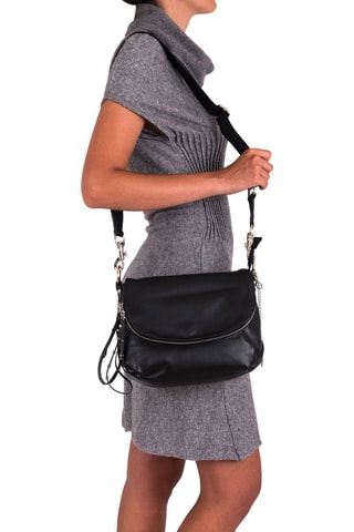 Borsa a tracolla in pelle Pontida - Nero