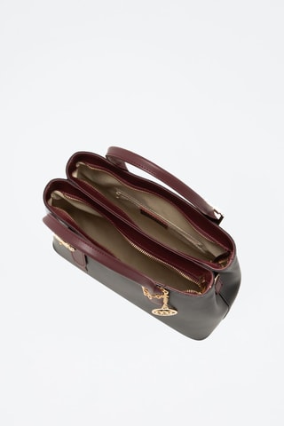 Borsa a mano in pelle Camerino - Nero e rosso