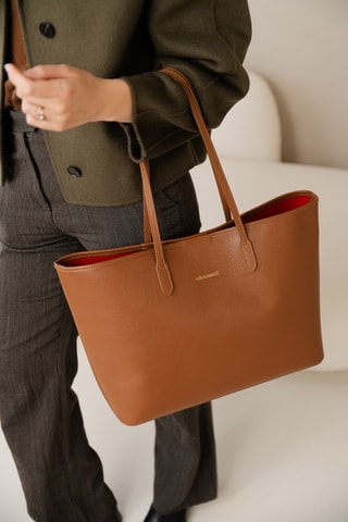 Shopping bag in pelle Bassini - Marrone