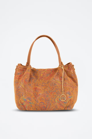 Borsa a mano in pelle Gonfalone - Cammello