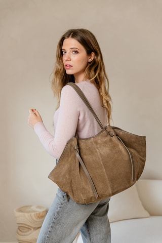 Borsa a spalla in pelle Formone - Taupe