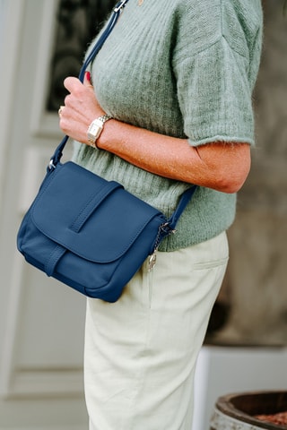 Sac bandoulière en cuir Mella - Bleu