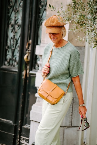 Sac bandoulière en cuir Mella - Marron