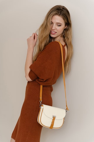 Sac bandoulière en cuir Neva - Beige
