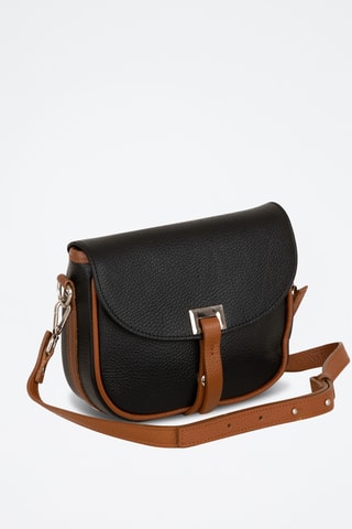 Sac bandoulière en cuir Neva - Marron et noir