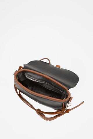 Sac bandoulière en cuir Neva - Marron et noir