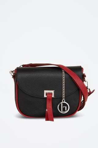 Sac bandoulière en cuir Neva - Noir et rouge