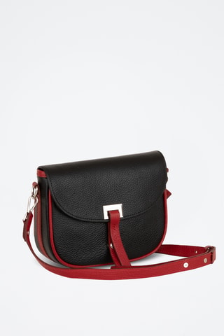 Sac bandoulière en cuir Neva - Noir et rouge